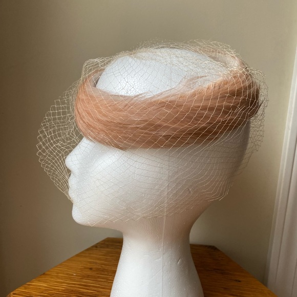 Vintage 1930s Formal Hat feathers with Veil Headband with Made in the USA